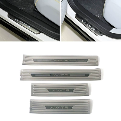 Suitable for Avatr 11 Stainless Steel Threshold Strip Modification, Welcome Pedal, Trunk Rear Guard Plate, Tailgate Trim Strip Sticker (Dekorativ pedal başlıqları) - door-inside-4-pieces-of-inner-sill-strips-stainless-steel-silver-titanium-brushed-for-avatr-11