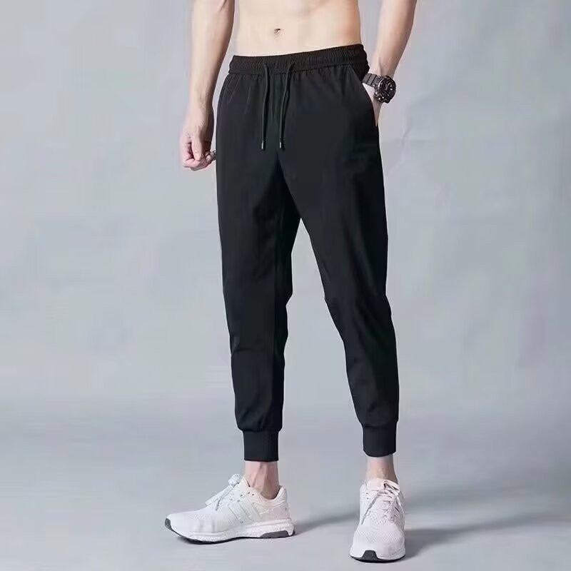 Casual Pants Men's Z Pants Summer Thin Sports Pants Loose Leg Quick-drying Pants Ice Silk Cropped Trendy 9.9BY