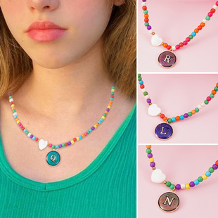 Cross-Border New Product Children's Necklace Twenty-Six Letters Temperature-Sensitive Color-Changing Pendant Female Manufacturer Wholesale Student Girl Necklace