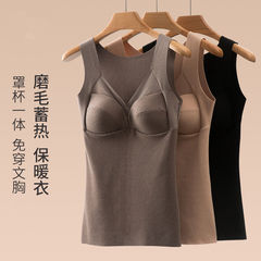 Autumn and winter German velvet thermal vest plus velvet thickening with chest pad all-in-one wear-free bra brushed heat storage cold-proof underwear for women