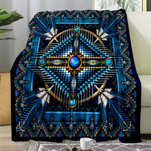 美洲土著风格图案毛毯的法兰绒床毯舒适毛绒羊毛毯午睡毯创意礼物