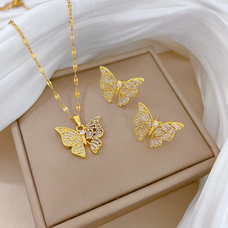 Set collana e orecchini farfalla gioielli stile elegante_voghion.com