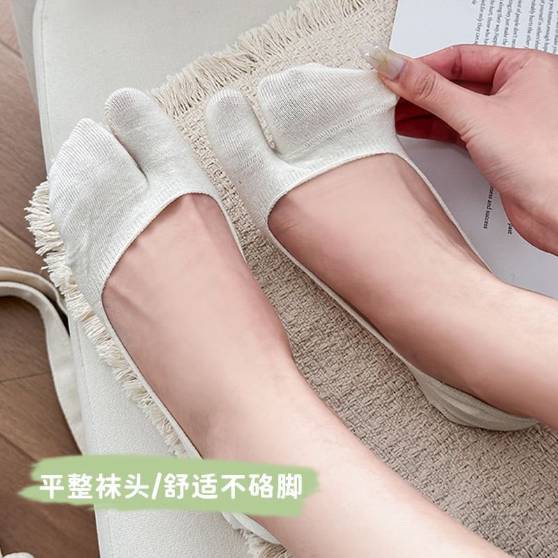 棉质马吉拉分趾浅口船袜女夏季薄款防掉跟纯色百搭透气吸汗隐形袜