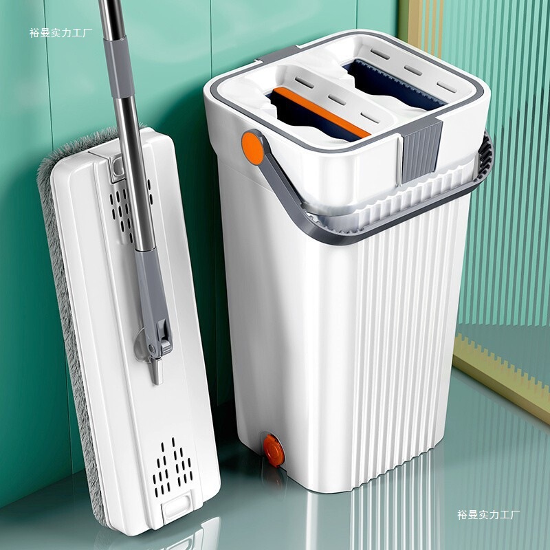 Scratch-Resistant Mop Bucket for Dry and Wet Use, Hands-Free Flat Mop for Home Use, Lazy Mop, One-Sweep Clean