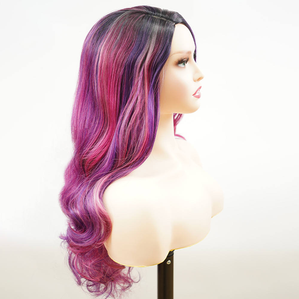 Synthetic wig head cover with gradient color mechanism side split large_voghion.com