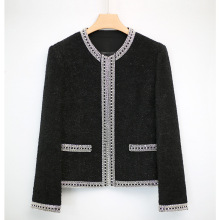 8837暗夜精灵黑色法式气质上衣 羊毛加厚名媛私服小香风短外套