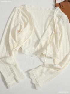 Summer Gentle and Versatile Sweet Shawl Jacket Top with Thin Short Lace Cardigan for Women