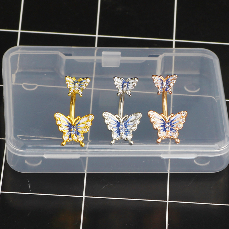 Butterfly Pearl Belly Ring 14G 316L Surgical Steel Navel Jewelry Dangle Silver detail image 7