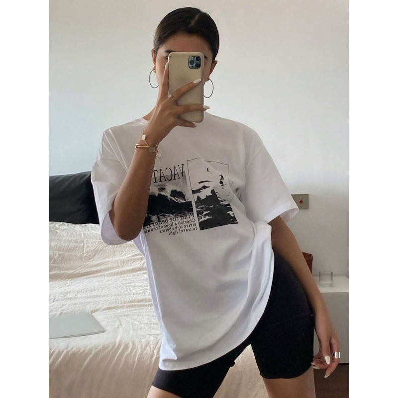 I 96964 Vintage Wave Print Tees Retro Film Wave Print T-Shirt I 96964 Vintage Wave Print Tees Retro Film Wave Print T-Shirt