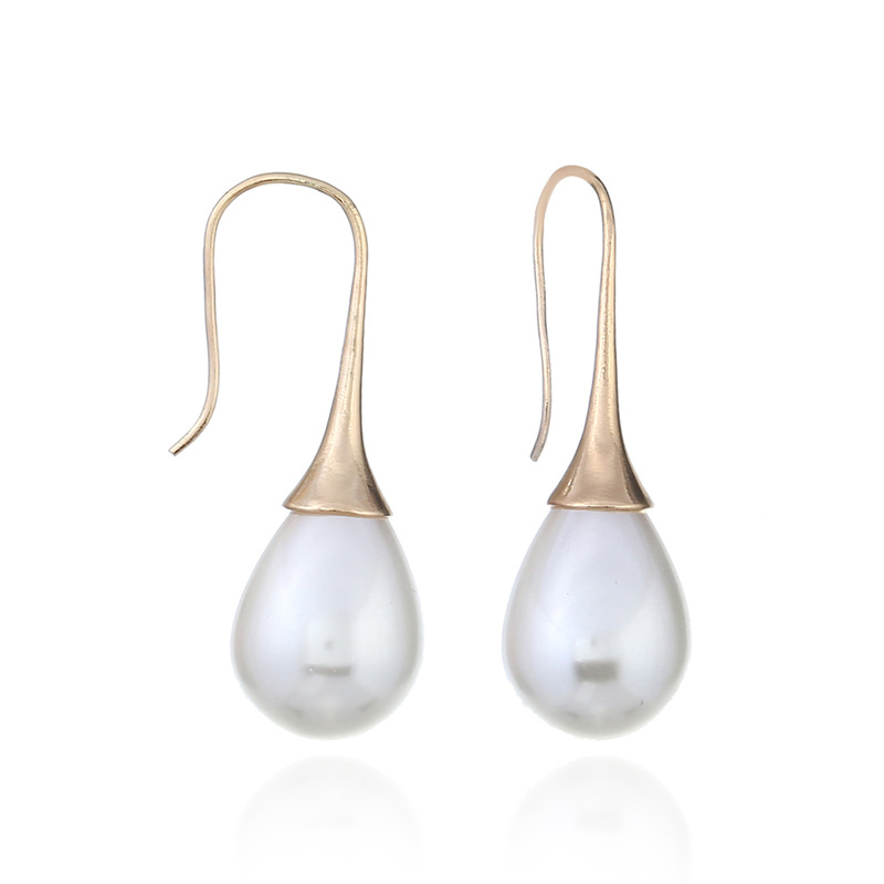 Retro Pearl Water Drop Shaped Pendant Copper Earrings Wholesale display picture 3