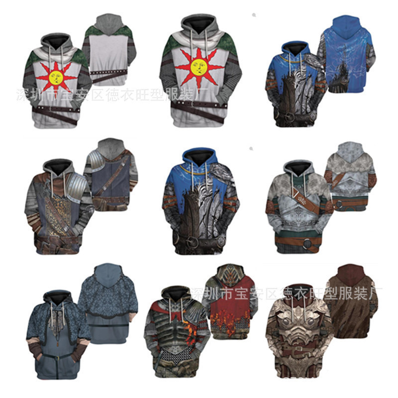Cross-Border New Popular Game Dark Soul Character Same Style Cosplay Same Style 3D Printed Sweatshirt Hoodie