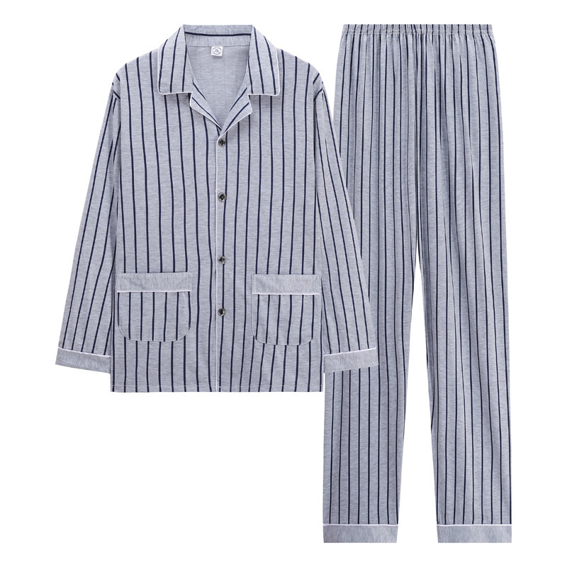 100% algodón pijamas de los hombres de manga larga de primavera, Otoño e Invierno DE LA Juventud más tamaño ropa de casa traje casual de otoño e invierno
