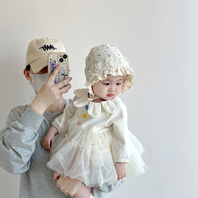 Sombreros para bebés coreanos primavera y otoño delgados sombreros de puerta de chimenea sombreros de corte para bebés pequeños meses de algodón sombreros