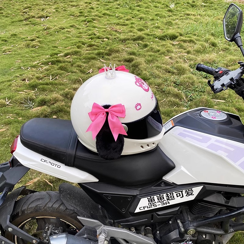 Helmet Accessory Motorcycle Electric Car Universal Velcro Pink Bowknot Decor