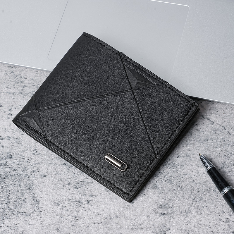 New men's wallet, short style, multi-card slot, fashionable and casual, thin bi-fold, horizontal soft leather wallet for young men.