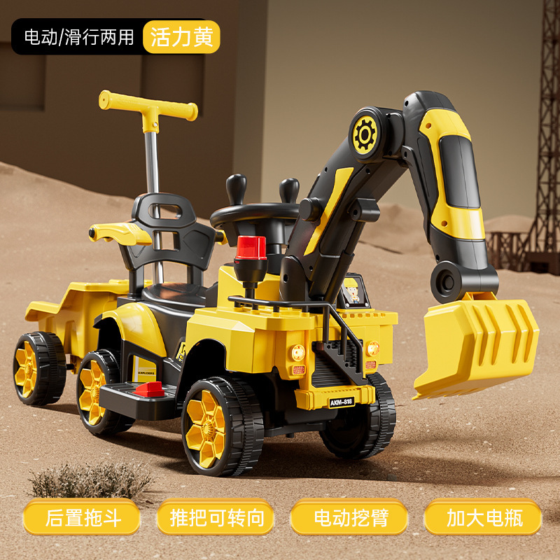 Excavadora eléctrica para niños, coche de juguete para niños, excavadora eléctrica de control remoto, vehículo de ingeniería grande