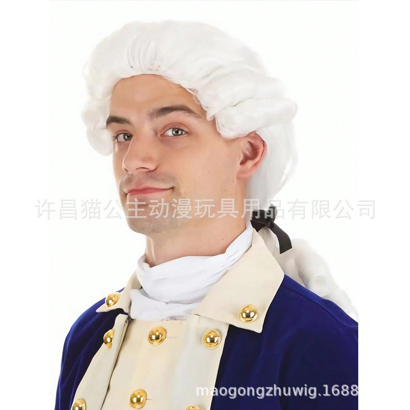 Wig European and American men and women lawyer chemical fiber wig headgear wig American aristocratic gentleman judge rose net Wig European and American men and women lawyer chemical fiber wig headgear wig American aristocratic gentleman judge rose net