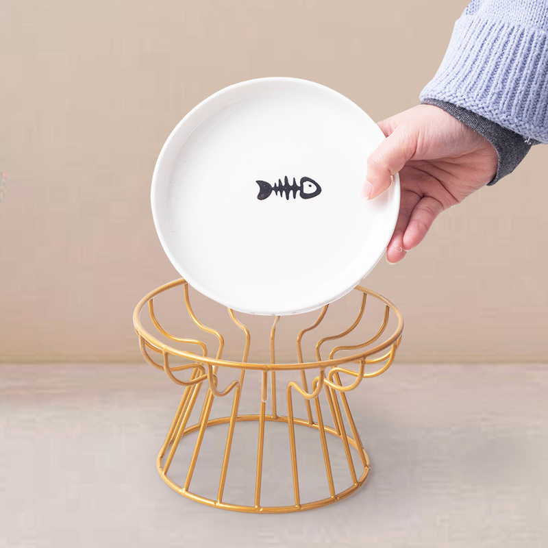Cuenco de cerámica para mascotas transfronteriza Cuenco de gato nórdico Cuenco de cerámica para gatos Tazón de comida para gatos Placa de conservas Placa de protección contra golpes