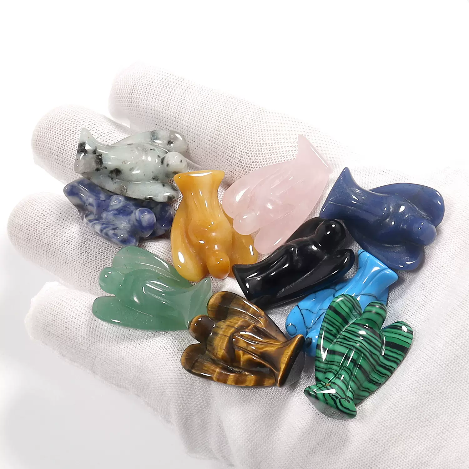 temu跨境天然石水晶1英寸天使摆件居家桌面摆件饰品口袋礼物装饰