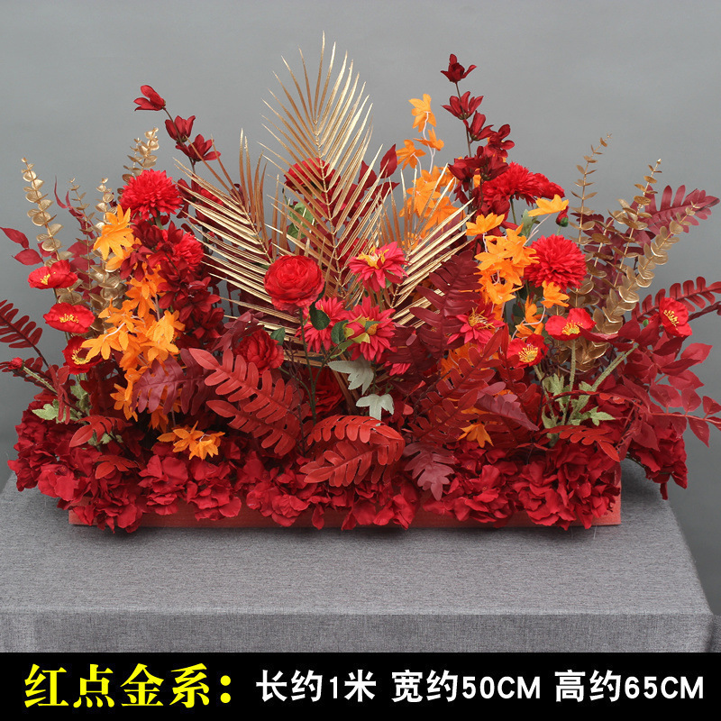 Red and gold poppy flower row