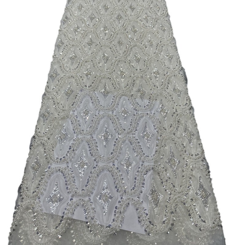 Cuadrado tridimensional geometría bordado tubo bordado tela europea y americana vestidos de fiesta de alta calidad vestido de boda tela image 6