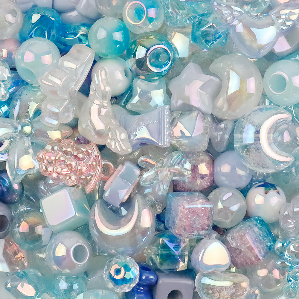 電気メッキUVカラー高光沢異形人魚姫穴あきビーズ手作りDIYネックレス携帯ストラップ材料パックアクセサリー