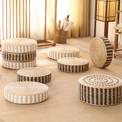 Rustic-style Rush Grass Handwoven Futon Cushion, Round, Thickened, Home Use, Perfect for Bay Windows & Tatami Mats, Japanese Style