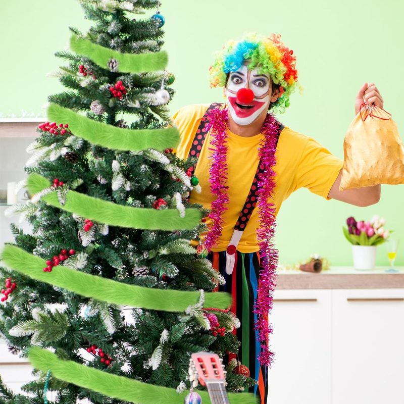 クリスマスツリー毛皮リボン装飾 1.5m クリスマスクリスマス装飾弓衣装パーティー用品|undefined