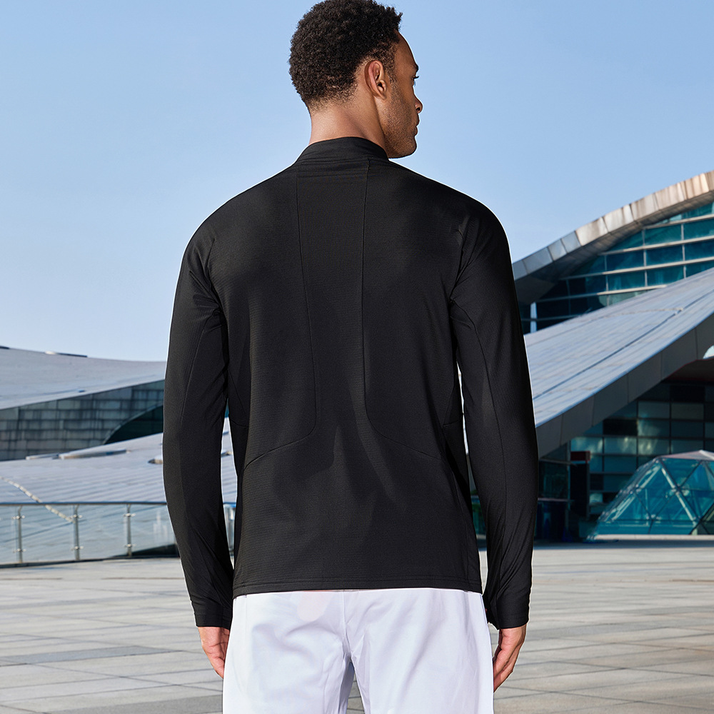 Dijia chaqueta deportiva al aire libre ropa de secado rápido elástico transpirable deportiva con semicirremela y camiseta de acondicionamiento físico de lana para hombres