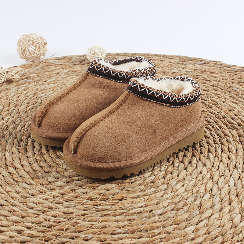 Cross-Border Cowhide Ethnic Style Kidsren's Low-Cut Snow Boots Winter New Thickeneded Warm Cotton Shoes for Boys and Girls