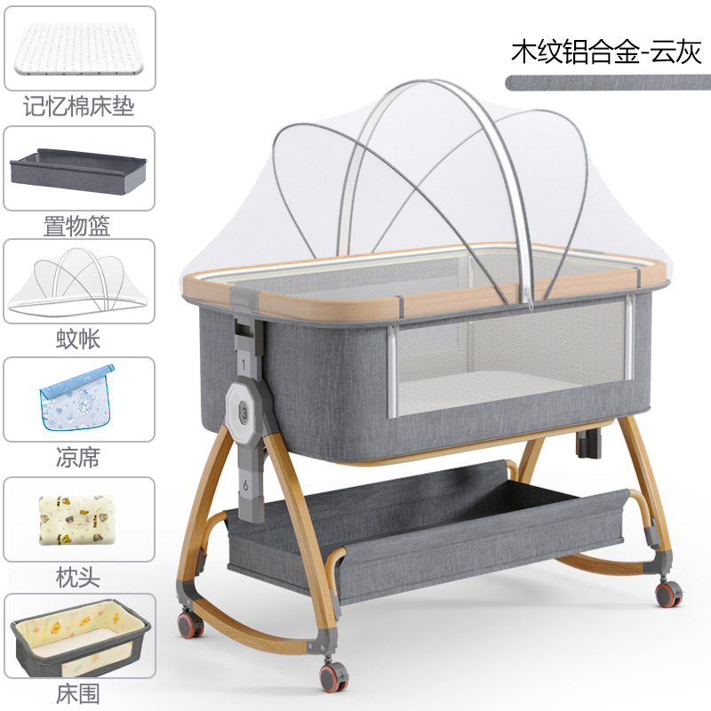 Cuna de bebé recién nacido cama costura Cama grande Baby Shaker BB cama de los niños cuna cama multifuncional móvil plegable