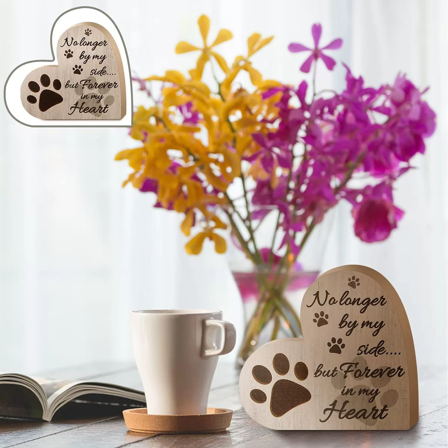 Деревянное Украшение Рабочего Стола в форме сердца креативное домашнее животное из твердой древесины собака кошка памятный подарок ремесла украшения