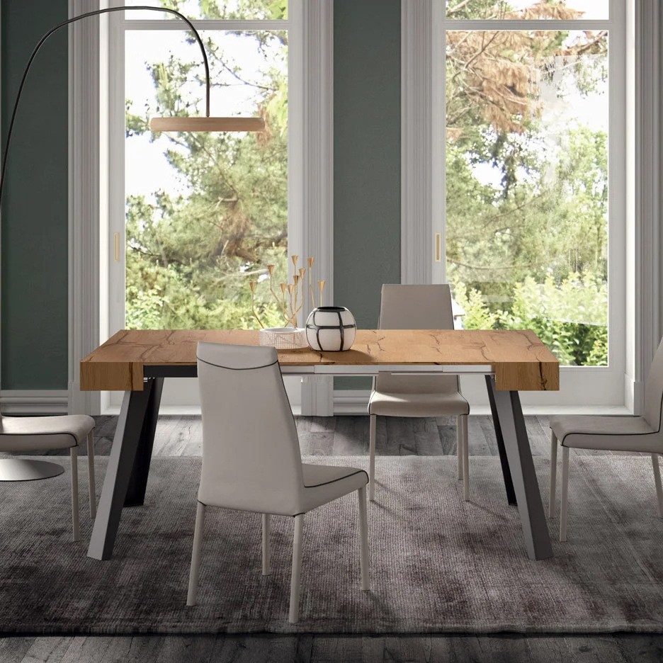 Mesa de comedor telescópica de madera maciza minimalista moderna, mesa de porche de sala de estar, mesa de comedor que ahorra espacio, mesa pequeña rectangular más grande