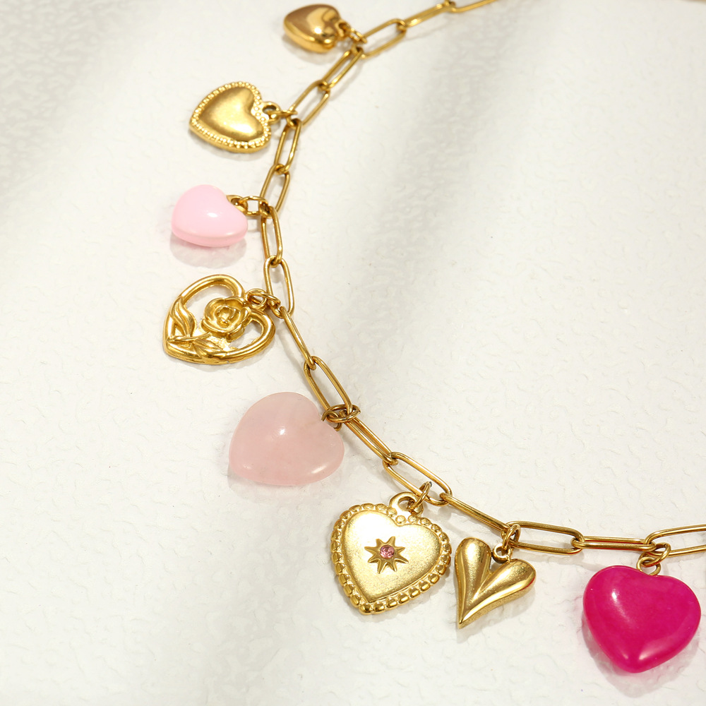 3g Weight Pendant Jewelry Making Type 16*22MM Jewelry Making Size 18K Gold Plated Plating Material 1 Piece 16*22MM 304 Stainless Steel Zircon 18K Gold Plated Heart Shape Flower Polished Pendant