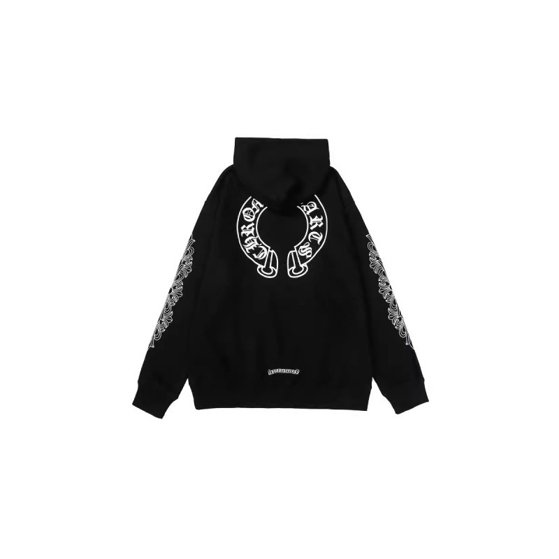 26 Cross-Border High-Quality Chrome Hearts Autumn and Winter American Fashion Brand Sanskrit Cross Hooded Sweatshirt Loose Fit Unisex Style