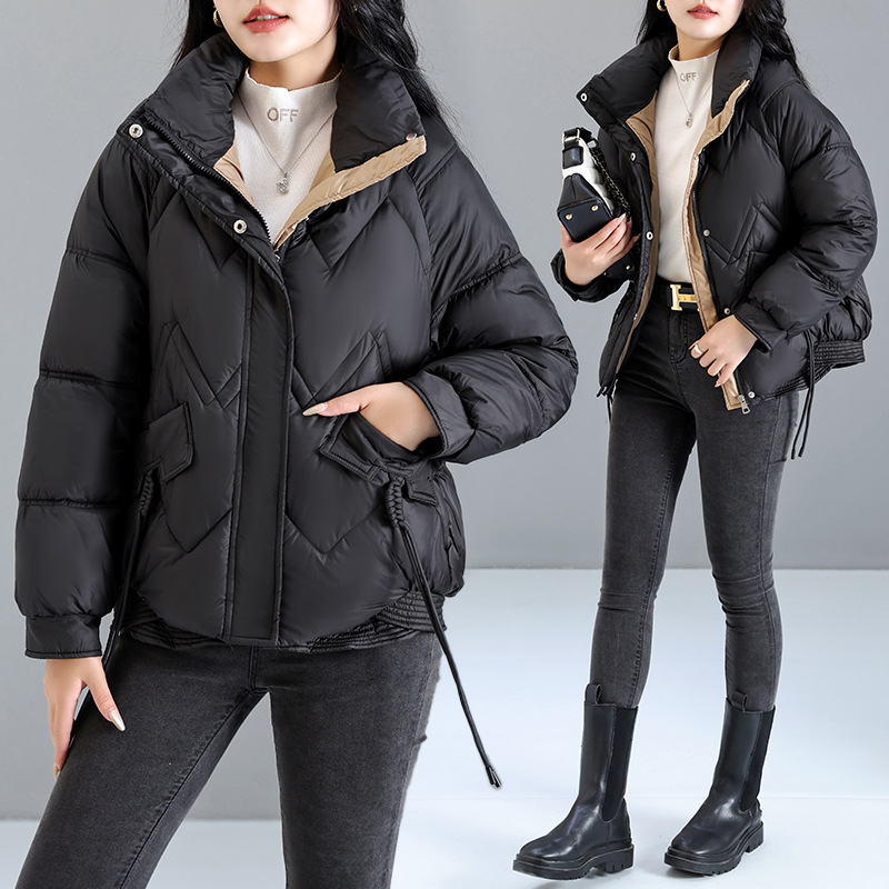Comercio exterior ropa de algodón para mujeres 2024 nueva ropa de algodón corta de cuello grueso ropa de pan caliente chaqueta de algodón pequeño abrigo de invierno image 5