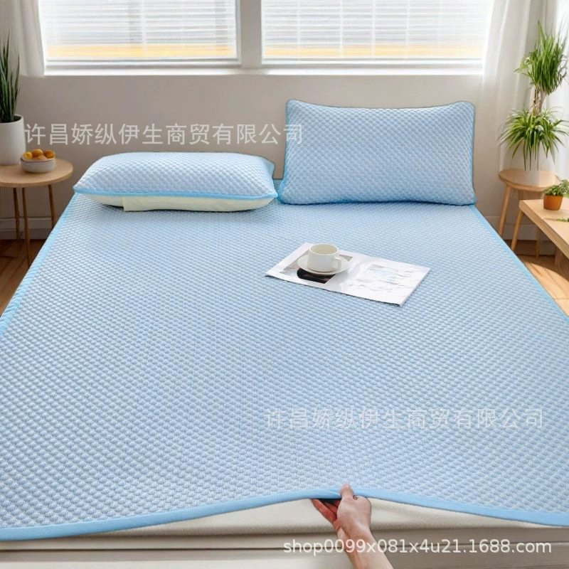 Жаккардовый складной охлаждающий коврик из ледяного шелка, нескользящая мягкая простыня, летний коврик из ледяного шелка для дома, одинарный/двуспальный, комплект из трех предметов