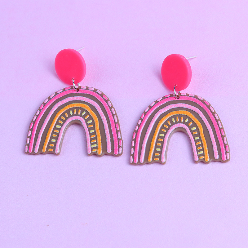 Cartoon Style Geometric Arylic Drop Earrings display picture 2