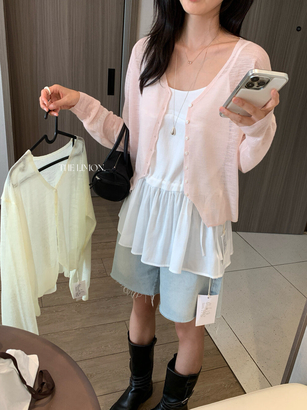 Áo cardigan nữ dệt kim Tencel mỏng nhẹ, phong cách Pháp, chống nắng mùa hè, dáng suông tôn dáng — Áo khoác vàng nhạt, Áo khoác xanh lam, Áo khoác hồng nhạt, Áo khoác xám đậm chi tiết 11