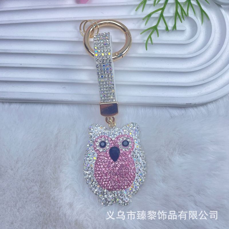 跨境热卖创意可爱猫头鹰钥匙扣时尚韩国绒烫钻钥匙链包挂现货|undefined