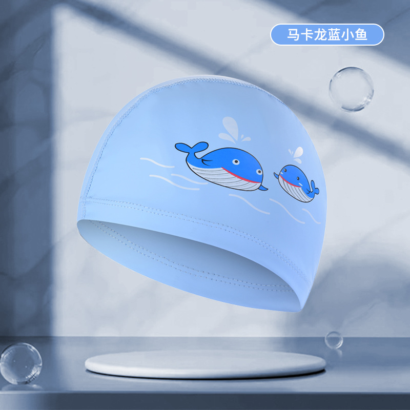 Gorro de natación para niños Revestimiento de PU de dibujos animados lindo niños y niñas impermeable protección para los oídos impresión logo gorra de natación ventas directas de la fábrica