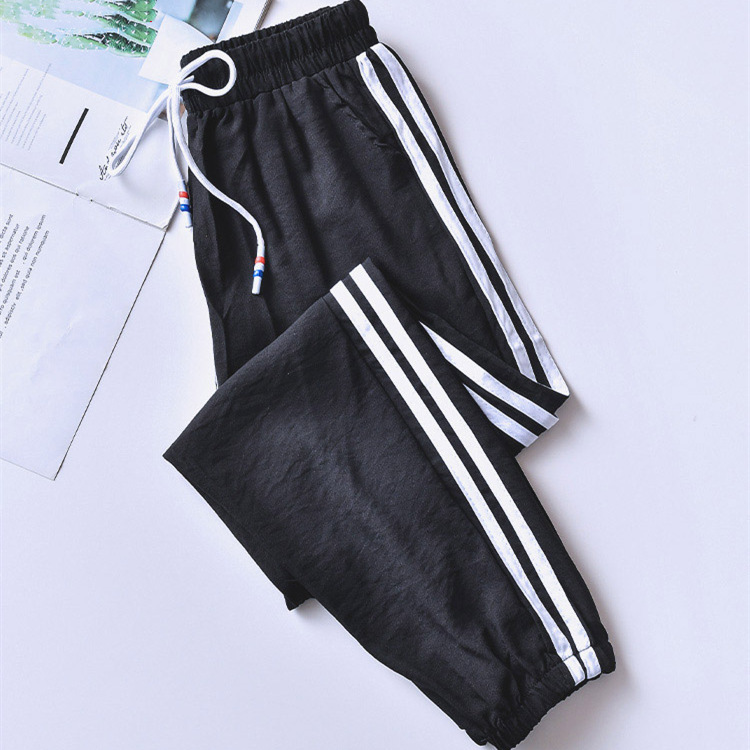 Estilo coreano verano ol elegante de las mujeres pantalones harem delgada suelta adelgazamiento estudiante casual deportes pantalones sueltos de las mujeres pantalones atados en tobillo image 7