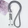Adjustable long rope-black and white grid white knot