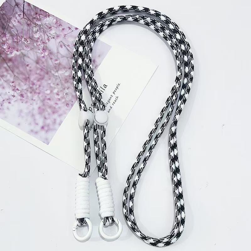 조정 가능한 긴 코드-흑백 그리드 화이트 매듭