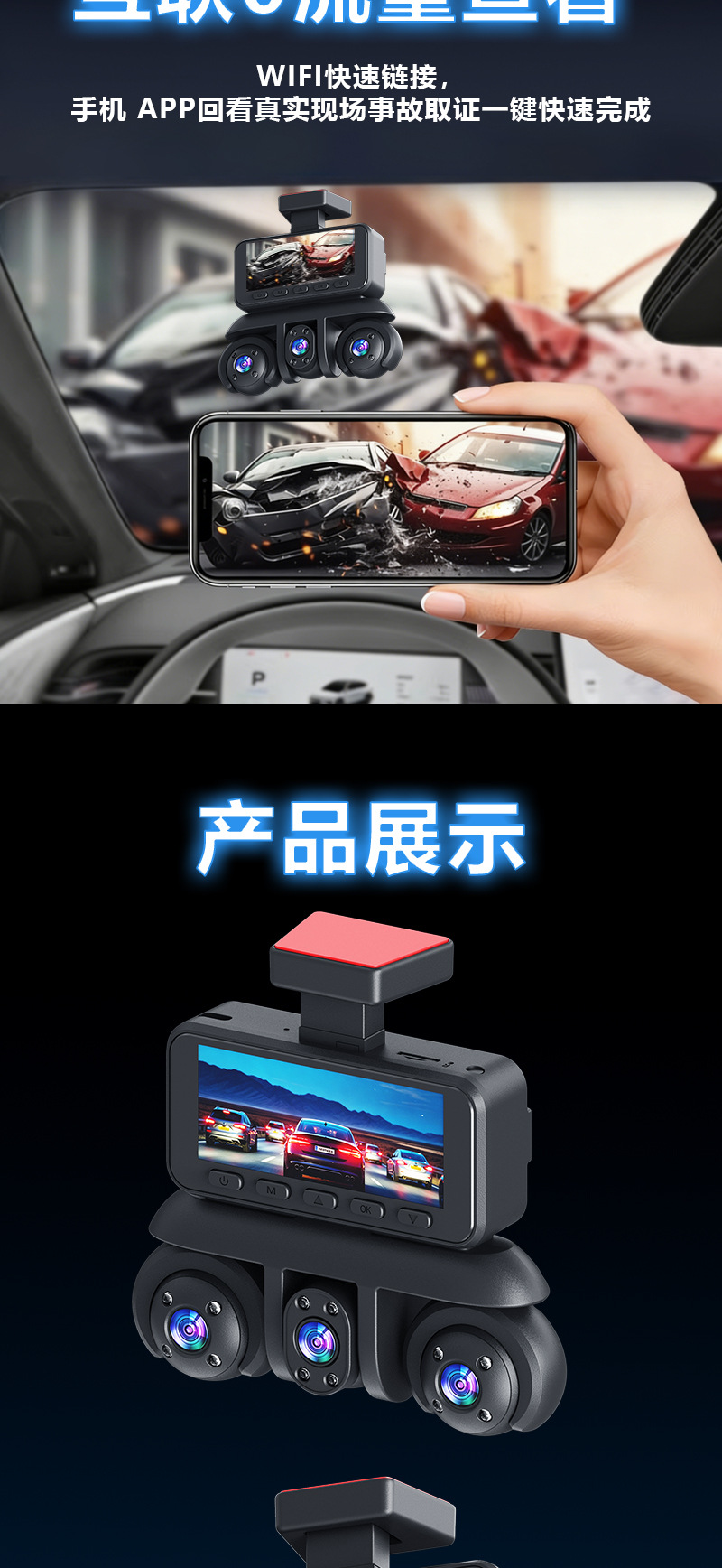 W18-5 Lens Dashcam 3.16-inch 1080P Five-Channel Camera Manufacturer's Best-Selling Product for Foreign Trade and E-commerce on Amazon