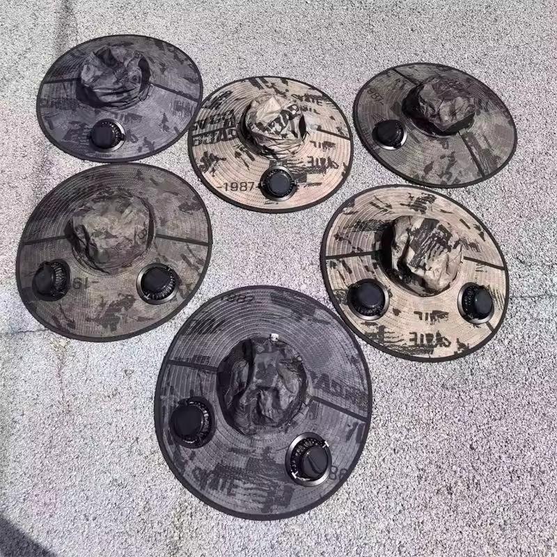跨境太阳能风扇大帽檐帽子男户外遮阳防晒帽夏季太阳帽登山渔夫帽|undefined