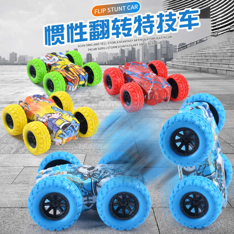 Children's four-wheel drive inertial double-sided graffiti off-road vehicle simulation off-road boy gift stunt model anti-fall toy