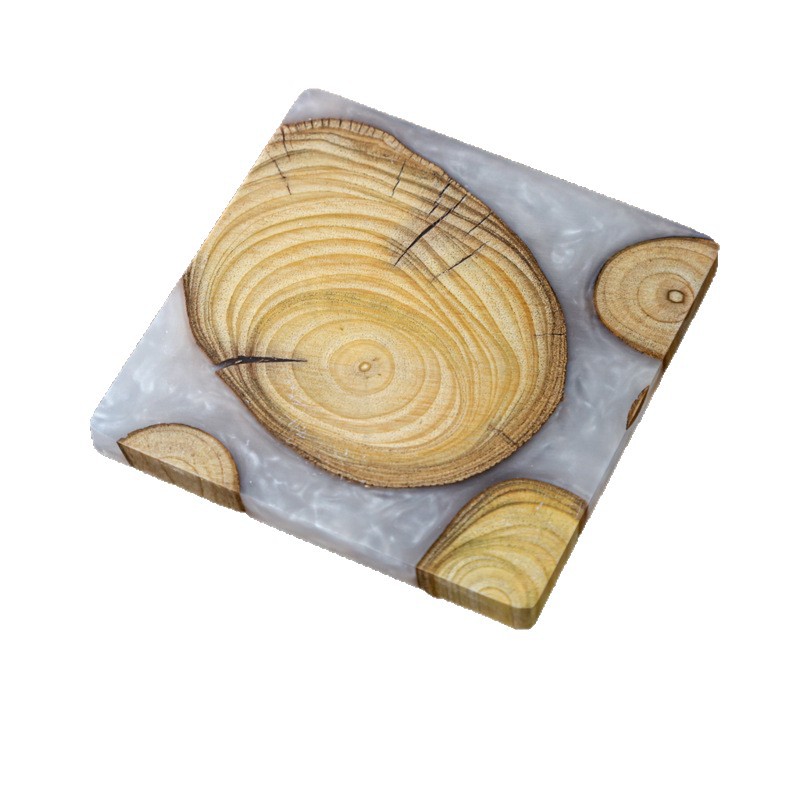 Posavasos de boj transfronterizo posavasos de té posavasos de resina aislamiento térmico Posavasos de madera maciza creativa Posavasos para el hogar Ceremonia del té cero