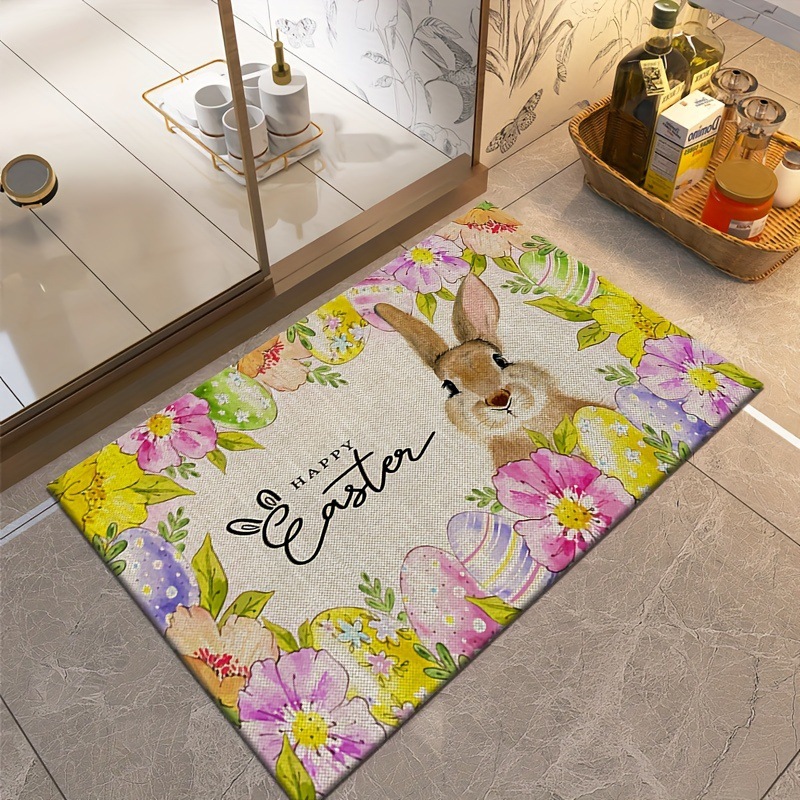 Transfronterizo de Amazon conejo de Pascua alfombra de piso decorativa Flor de camión alfombra de puerta de interior y exterior alfombra de pie de pasillo al por mayor