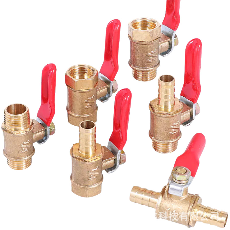 气动小球阀 3/8双内丝红柄小球阀 纯头红柄小球阀